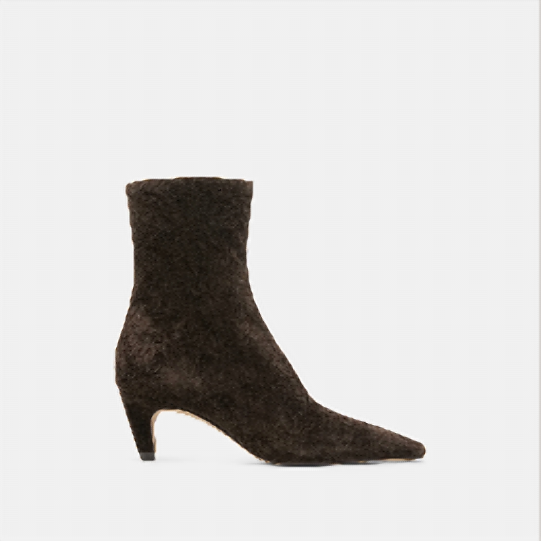 Espresso suede pointed bootie