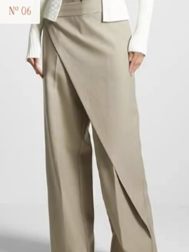Rust pleat-front wide-leg trousers
