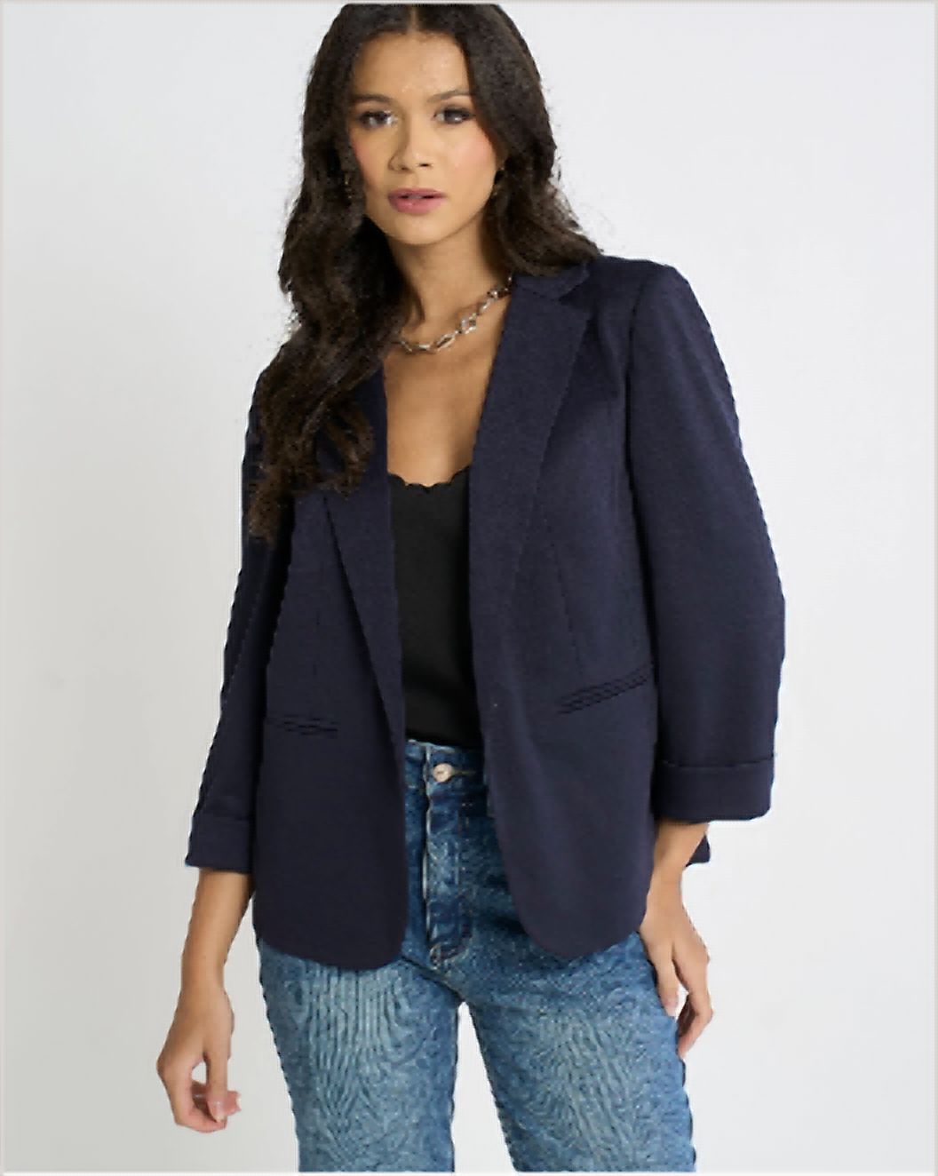 Deep navy ponte knit blazer