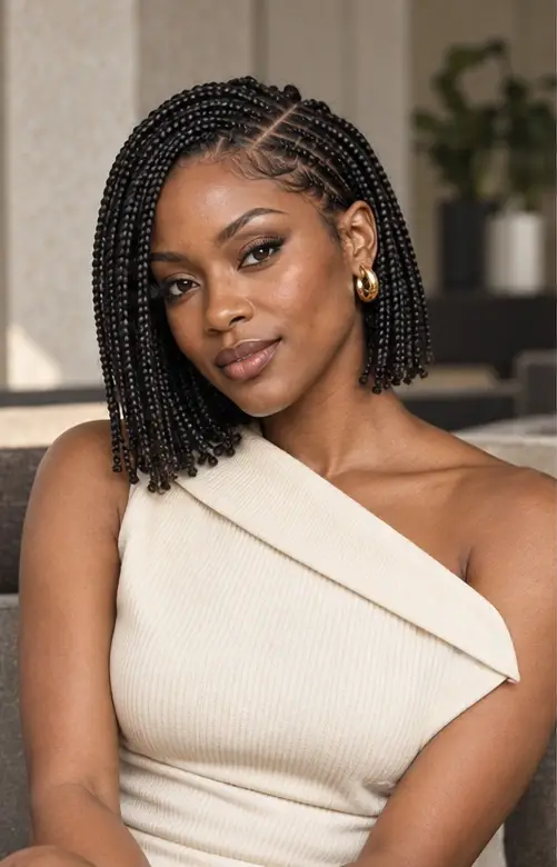 Black professional woman wearing a polished braided bob